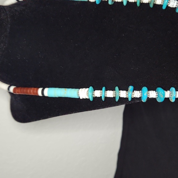 NWOT Navajo Turquoise Rondells & Heishe Bead Necklace - Picture 2 of 7